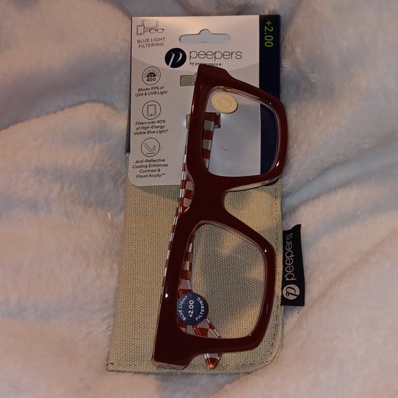 Peepers Accessories - Peepers Glasses +2.00 burgundy w glass case
